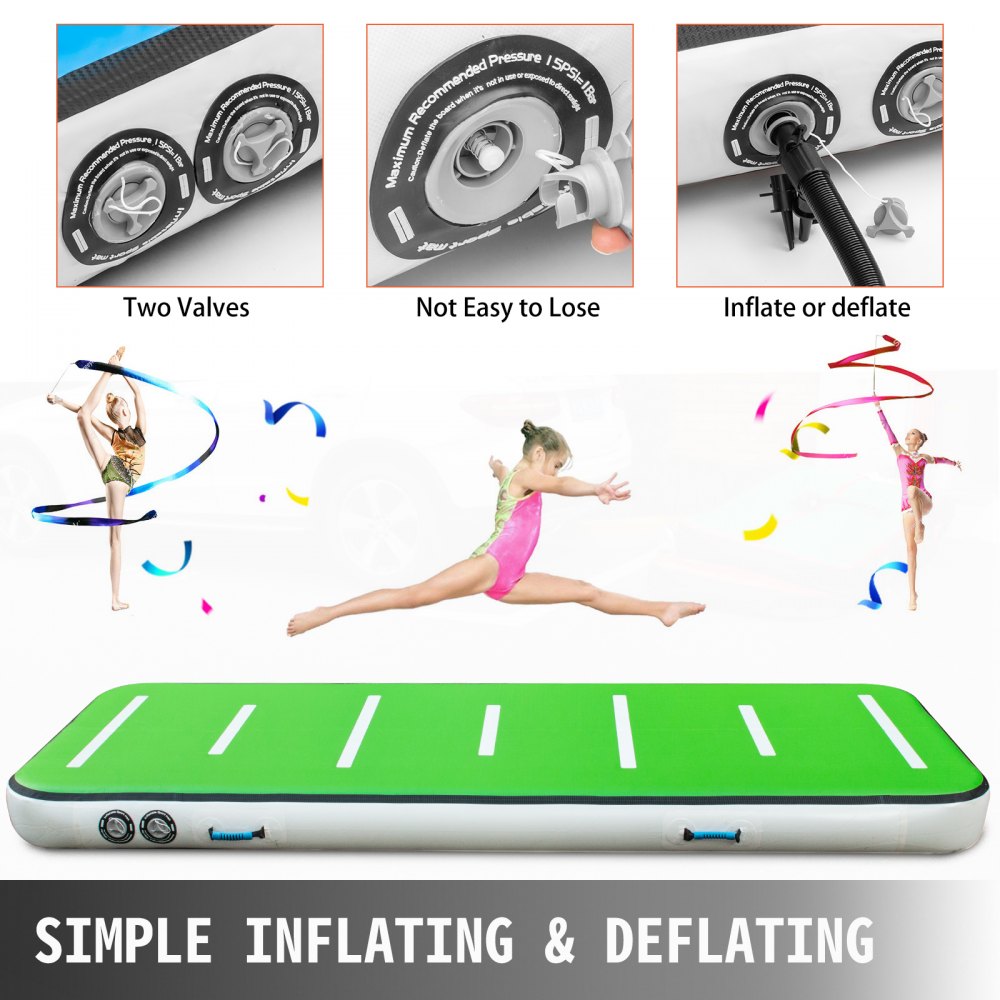 VEVOR Luft Tumbling Matte 300x100X10 cm Blau Grün kein Pumpe Gymnastikmatte Aufblasbar Gymnastik Tumbling Matte