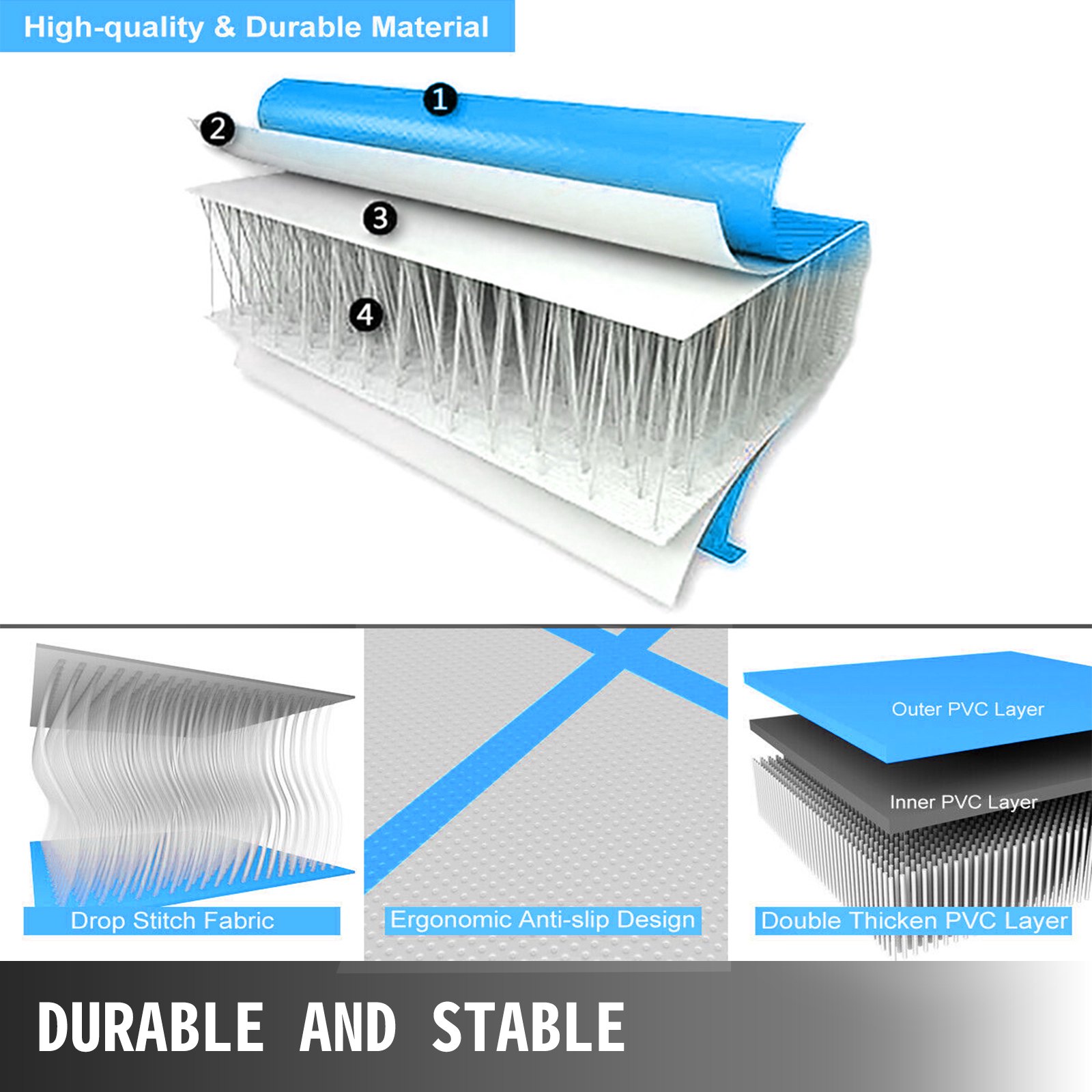 VEVOR Luft Tumbling Matte 300x100X10 cm Blau Grün kein Pumpe Gymnastikmatte Aufblasbar Gymnastik Tumbling Matte