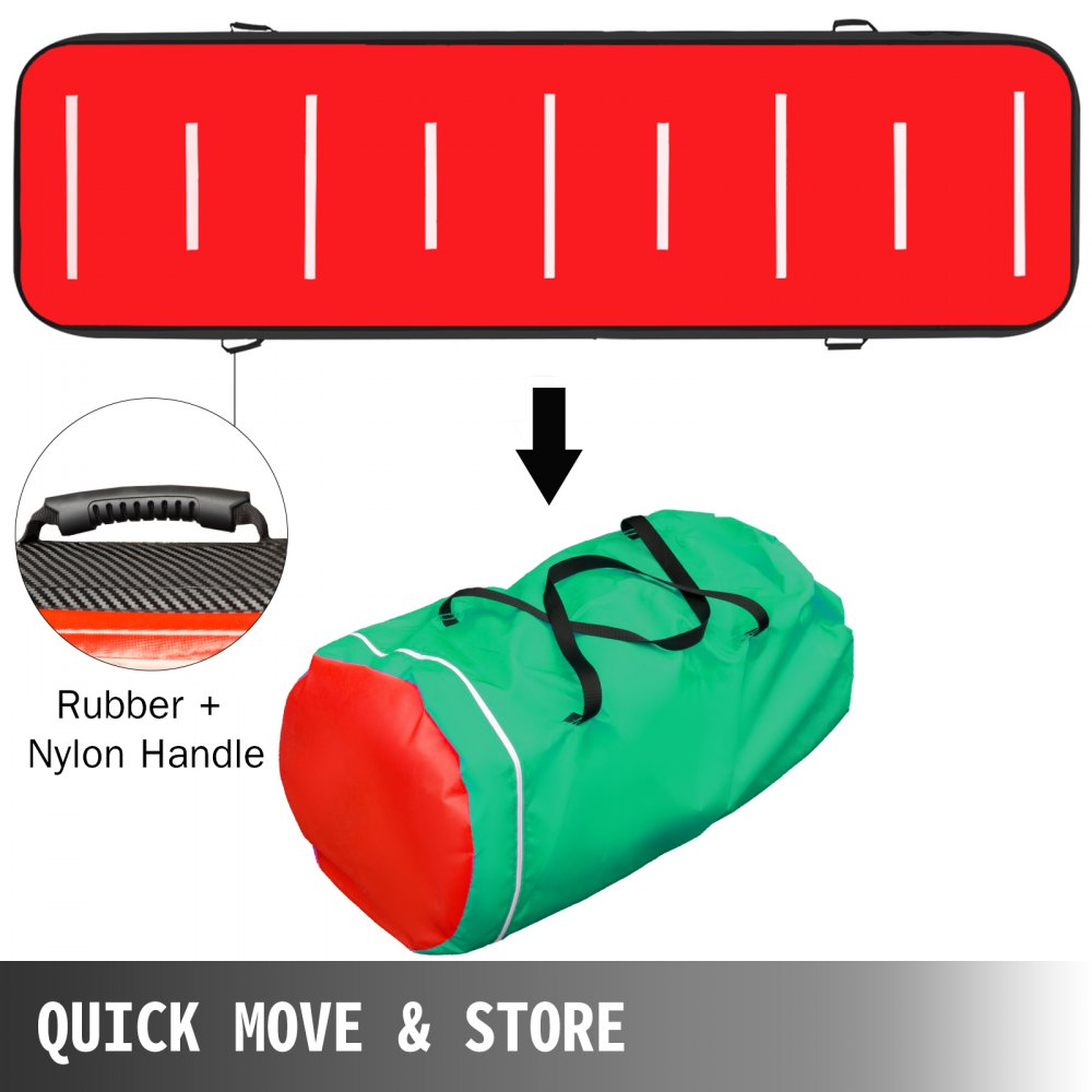 VEVOR 400X100X10 cm Gymnastikmatte Tumbling Matte Aufblasbar Turnhallen Matten Luft Bahn Air Track Matte Gymnastische Turnhalle  Trainingsmatten Ohne Pumpe (Grün Rot)