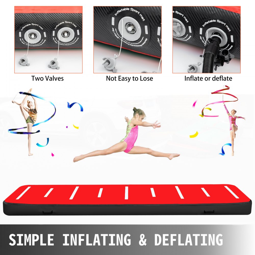 VEVOR 400X100X10 cm Gymnastikmatte Tumbling Matte Aufblasbar Turnhallen Matten Luft Bahn Air Track Matte Gymnastische Turnhalle  Trainingsmatten Ohne Pumpe (Grün Rot)