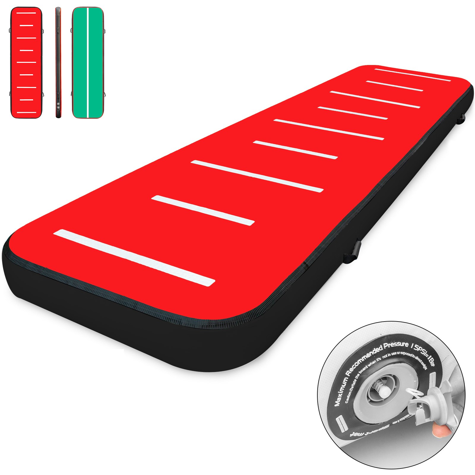 VEVOR 400X100X10 cm Gymnastikmatte Tumbling Matte Aufblasbar Turnhallen Matten Luft Bahn Air Track Matte Gymnastische Turnhalle  Trainingsmatten Ohne Pumpe (Grün Rot)