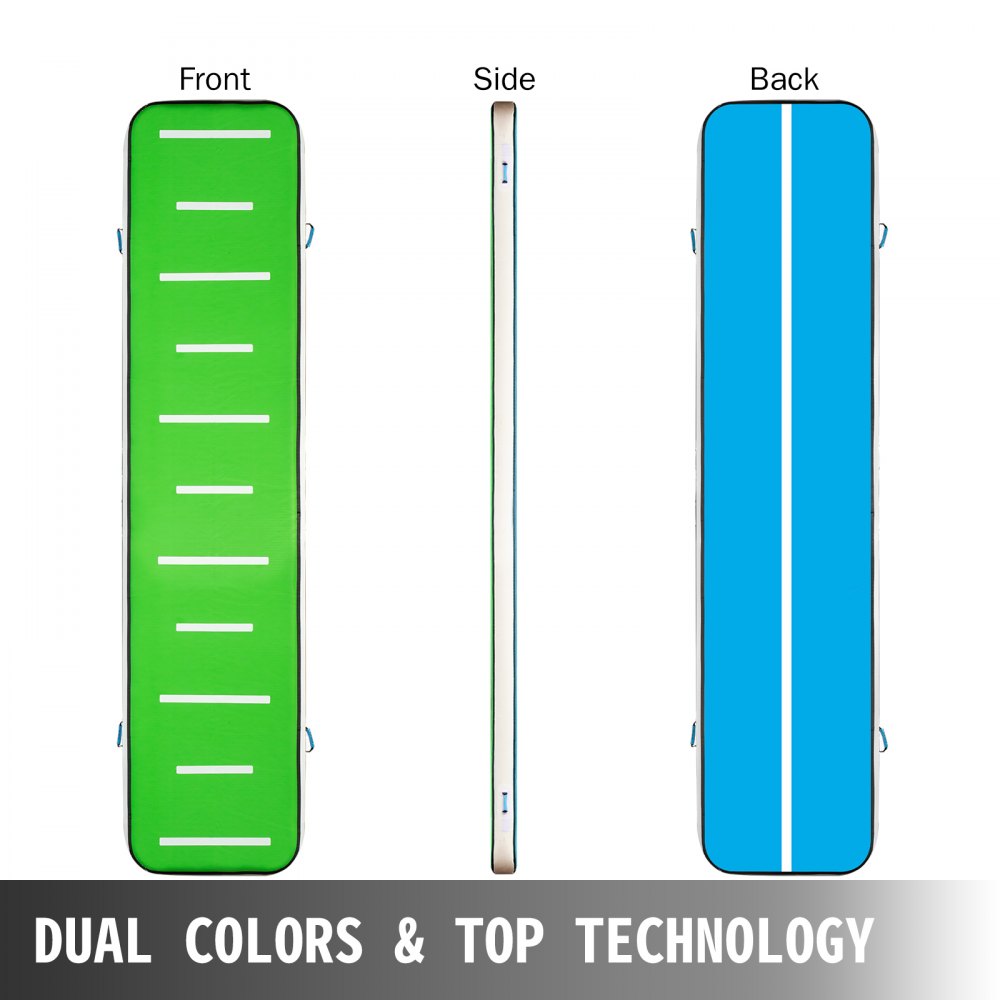 VEVOR 500X100X10 cm Gymnastikmatte Tumbling Matte Aufblasbar Turnhallen Matten Luft Bahn Matte Gymnastische Turnhalle Trainingsmatten Ohne Pumpe (Blaugrün)