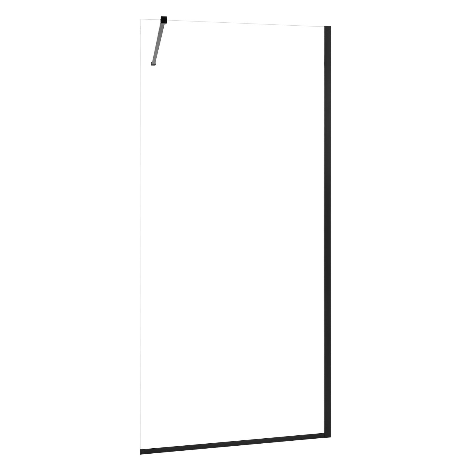 VEVOR feststehende Duschwand aus Glas (864 x 1870 mm) teilgerahmt, 8 mm dicke, klare Sicherheitsglastür mit Bodendichtung und Beschlägen, Duschtrennwand Duschabtrennung für Badezimmer, Mattschwarz