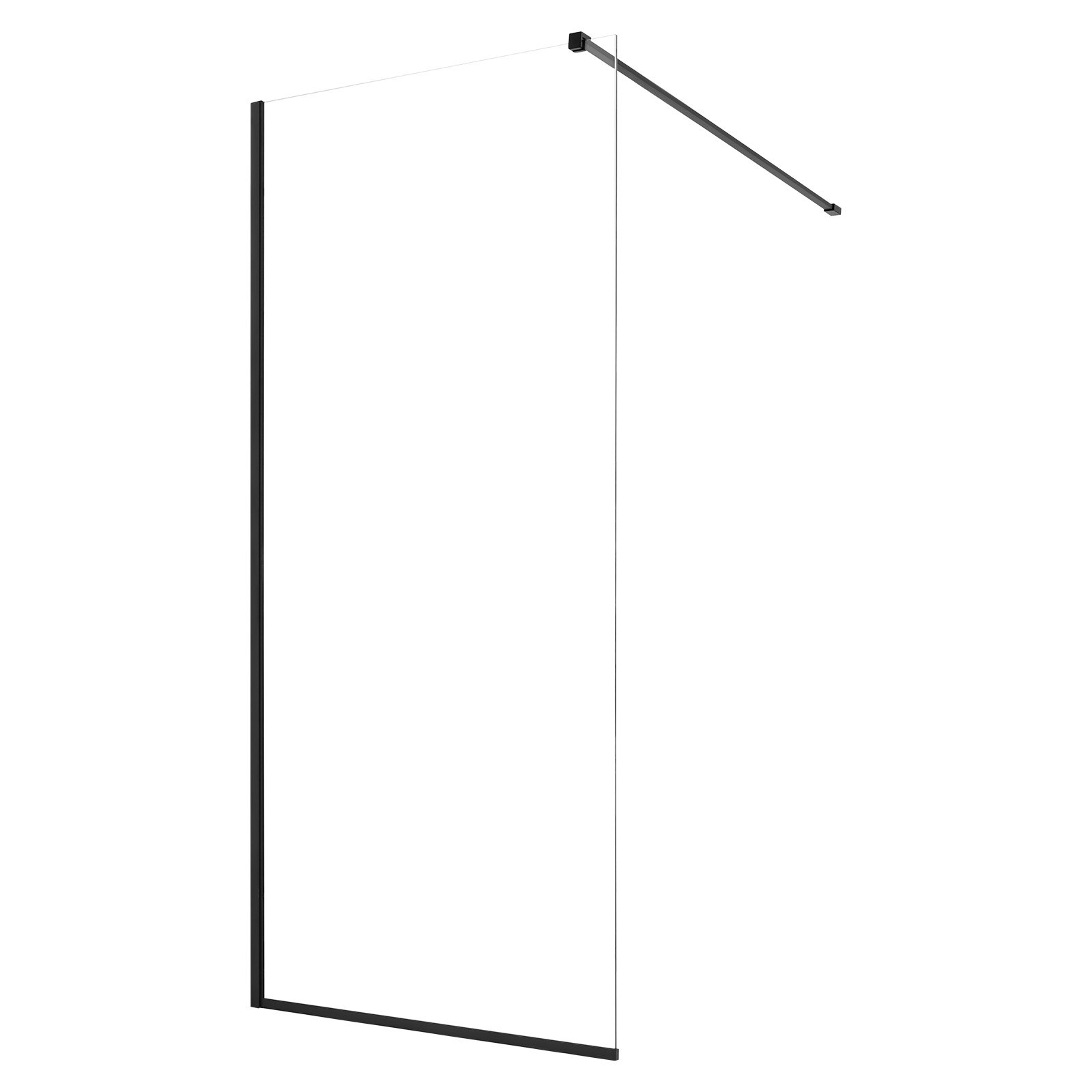 VEVOR feststehende Duschwand aus Glas (864 x 1870 mm) teilgerahmt, 8 mm dicke, klare Sicherheitsglastür mit Bodendichtung und Beschlägen, Duschtrennwand Duschabtrennung für Badezimmer, Mattschwarz