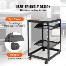 VEVOR 15U-Server-Rack mit offenem Rahmen, 15''-40'' verstellbare Tiefe, freistehender oder wandmontierter Netzwerk-Server-Rack, 4-Pfosten-AV-Rack mit Rollen, bietet Platz für Ihre gesamte Netzwerk-IT-