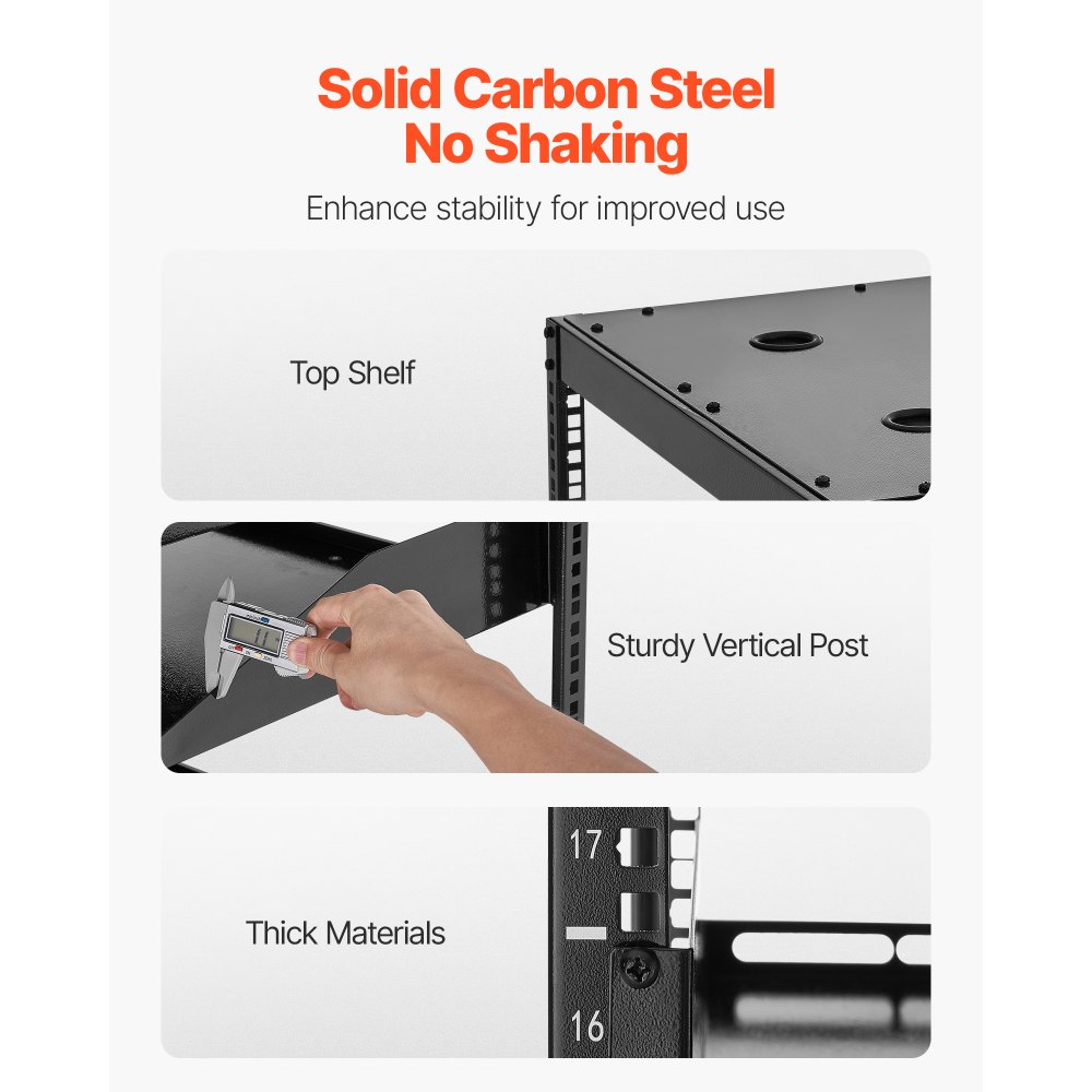 VEVOR 20U Open Frame Netzwerk-Rack, 585 mm Tiefe, Wandmontage oder Stand-Server-Rack, 4-Pfosten-Konstruktion, mit belüfteten Regalen & Montagezubehör, für Netzwerk-IT-Geräte & AV-Ausrüstung