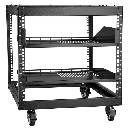 VEVOR 9U Server-Rack mit offenem Rahmen, 23 bis 40 Zoll einstellbare Tiefe, freistehend oder zur Wandmontage, Netzwerk-Server-Rack mit 360°-Rollen, robuste 4-Pfosten-Halterung für alle Ihre Netzwerk-IT-Geräte, AV-Ausrüstung und Router