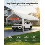 VEVOR Carport, 3,05x6,09x2,87 m Autoüberdachung, Zeltgarage, Garagenzelt, verzinkter Autounterstand, UV-beständig, Ganzjahresschutz, Lagerschuppen für Auto, Boot, Motorrad, Weiß