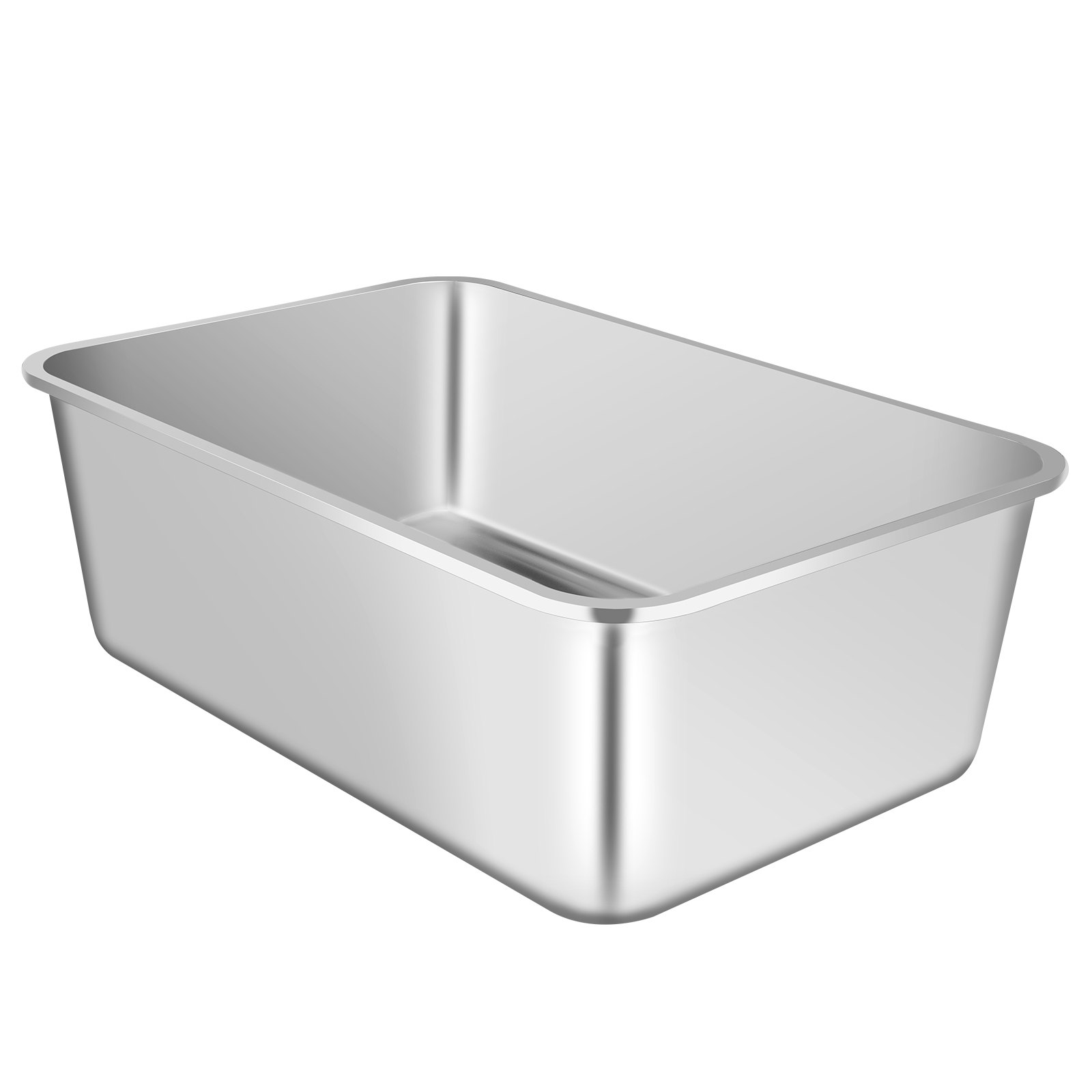 VEVOR Katzenklo 3er-Set, 600 x 400 x 200 mm, XL extragroße Katzentoilette aus Edelstahl mit Schaufel, breitem Filter-Fußteil & hohem Rand, geruchsfreie, geruchsfreie Schalentoilette für große Katzen