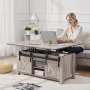 VEVOR Lift Top Couchtisch 100 cm, rustikaler Kaffeetisch mit Scheunentor & verstecktem Staufach, rechteckige Hubtischplatte für Wohnzimmer Büro Zuhause, Wohnzimmertisch Sofatisch Esstisch Eiche