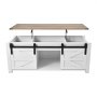 VEVOR Lift Top Couchtisch 120 cm, rustikaler Kaffeetisch mit Scheunentor & verstecktem Staufach, moderne rechteckige Hubtischplatte für Wohnzimmer Büro Zuhause, Wohnzimmertisch Sofatisch weiß
