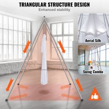 VEVOR Aerial Yoga Hängematte mit Yogarahmen 6 x 2,6 m, Weiß Yoga Swing Air Fliegen, Yoga-Schaukel Hammock Swing 250 kg Max. Tragfähigkeit, inkl. Yoga-Socken & Fußpolster, Anti-Gravity-Übungen