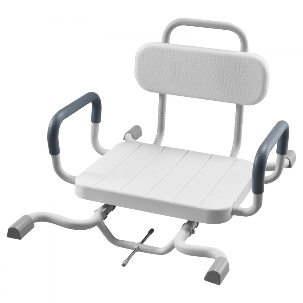 VEVOR Swivel Shower Chair with Arms and Back, 100 kg Heavy Duty Bench Seat for Inside Shower Stall and Bathtub Mounting, Bathroom Bath Tub Seat for Adults, Seniors, Handicap, Elderly and Disabled