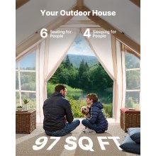 VEVOR Aufblasbare Zelte für Camping 3x3x2,3 m, 4–6 Personen, 300D Oxford 4-Jahreszeiten-Glamping-Zelt mit Handpumpe, Ofenanschluss, 2 Türen & 4 Netzfenstern, inkl. Aufbewahrungstasche für Transport