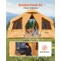 VEVOR Aufblasbares Zelt für Camping 8-12 Personen mit Handpumpe, 4,8x3,6x2,2 m Glamping-Zelt mit 2 Oberlichtern, Baldachin, Ofenanschluss, 2 Türen & Netzfenstern, Aufbewahrungstasche