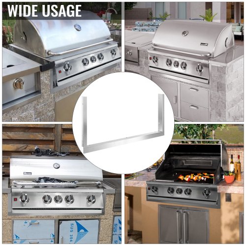 VEVOR Bull Outdoor Products 1149 x 383 mm, Grill Finishing Frame 1,5 mm Dicke 1225 x 421 x 50 mm Edelstahl Rahman Abmesssung, 3 kg Kochfeld Rahmen Adapterrahmen Kochfeld Bull Grill Brenner-Rahmen