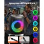 VEVOR Karaoke Maschine, 15 W, tragbarer 10 cm Bluetooth-Lautsprecher mit 2 Mikrofonen, LED, TWS-Funktion, Griff, unterstützt Micro-TF-Karte, USB, AUX, für Karaoke-Party-Gesang zu Hause