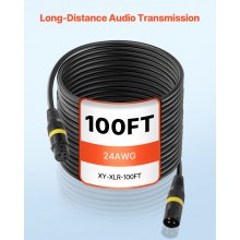 VEVOR XLR-Kabel 30,48 m, 2er-Pack, symmetrische DMX-Mikrofonkabel (Stecker auf Buchse), vergoldete 3-polige XLR-Mikrofon-Lautsprecherkabel, für Bühnenbeleuchtung, Mikrofone, Verstärker, Mischpulte