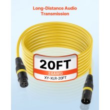 VEVOR XLR-Kabel 6,1m, 6er-Pack, symmetrische DMX-Mikrofonkabel (Stecker auf Buchse), vergoldete 3-polige XLR-Mikrofon-Lautsprecherkabel, für Bühnenbeleuchtung, Mikrofone, Verstärker, Mischpulte