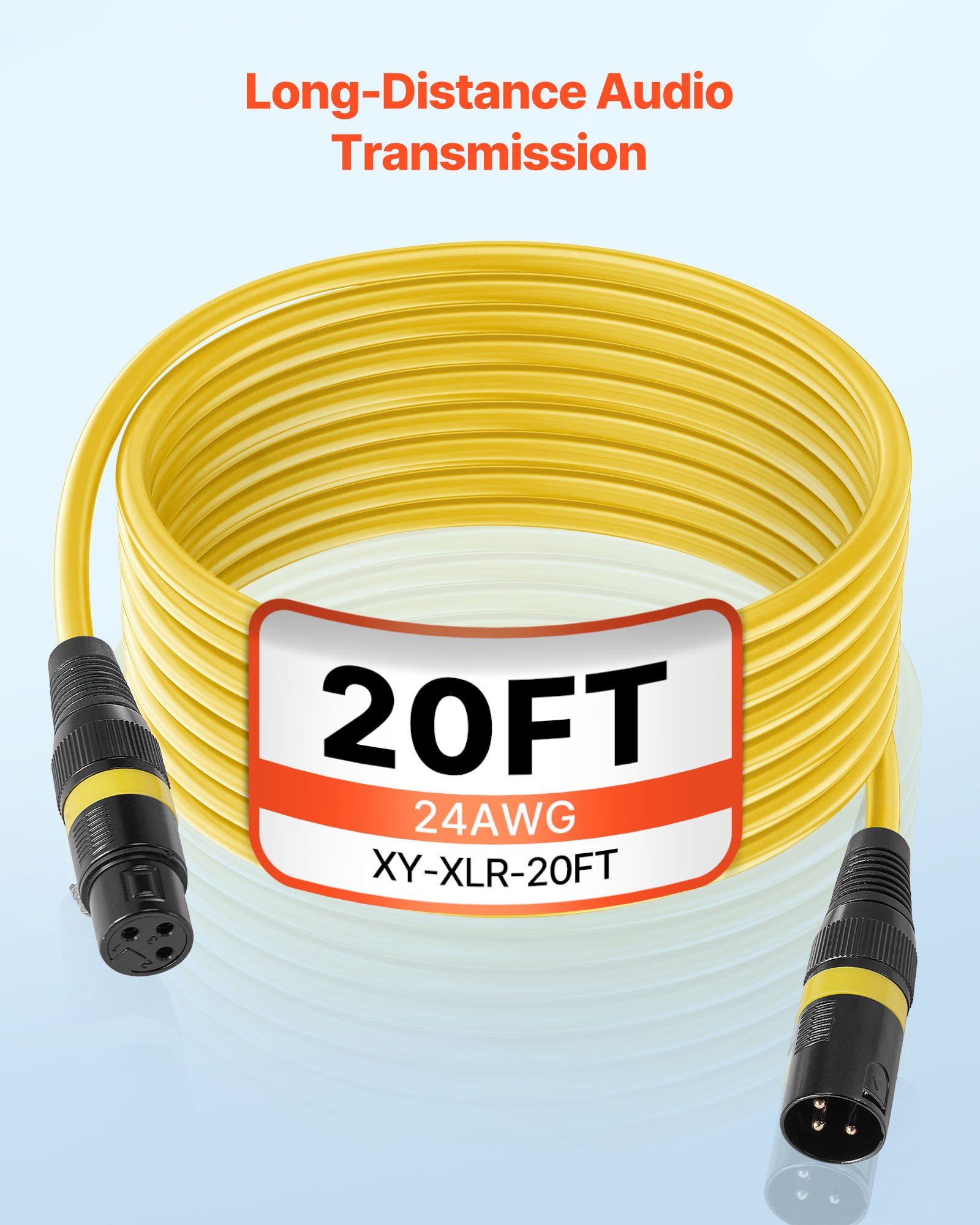 VEVOR XLR-Kabel 6,1m, 6er-Pack, symmetrische DMX-Mikrofonkabel (Stecker auf Buchse), vergoldete 3-polige XLR-Mikrofon-Lautsprecherkabel, für Bühnenbeleuchtung, Mikrofone, Verstärker, Mischpulte