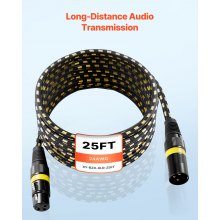 VEVOR XLR-Kabel 7,62 m, 6er-Pack, geschirmte symmetrische DMX-Mikrofonkabel (Stecker auf Buchse), vergoldete 3-polige XLR-Mikrofon-Lautsprecherkabel, für Bühnenbeleuchtung, Mikrofone, Verstärker