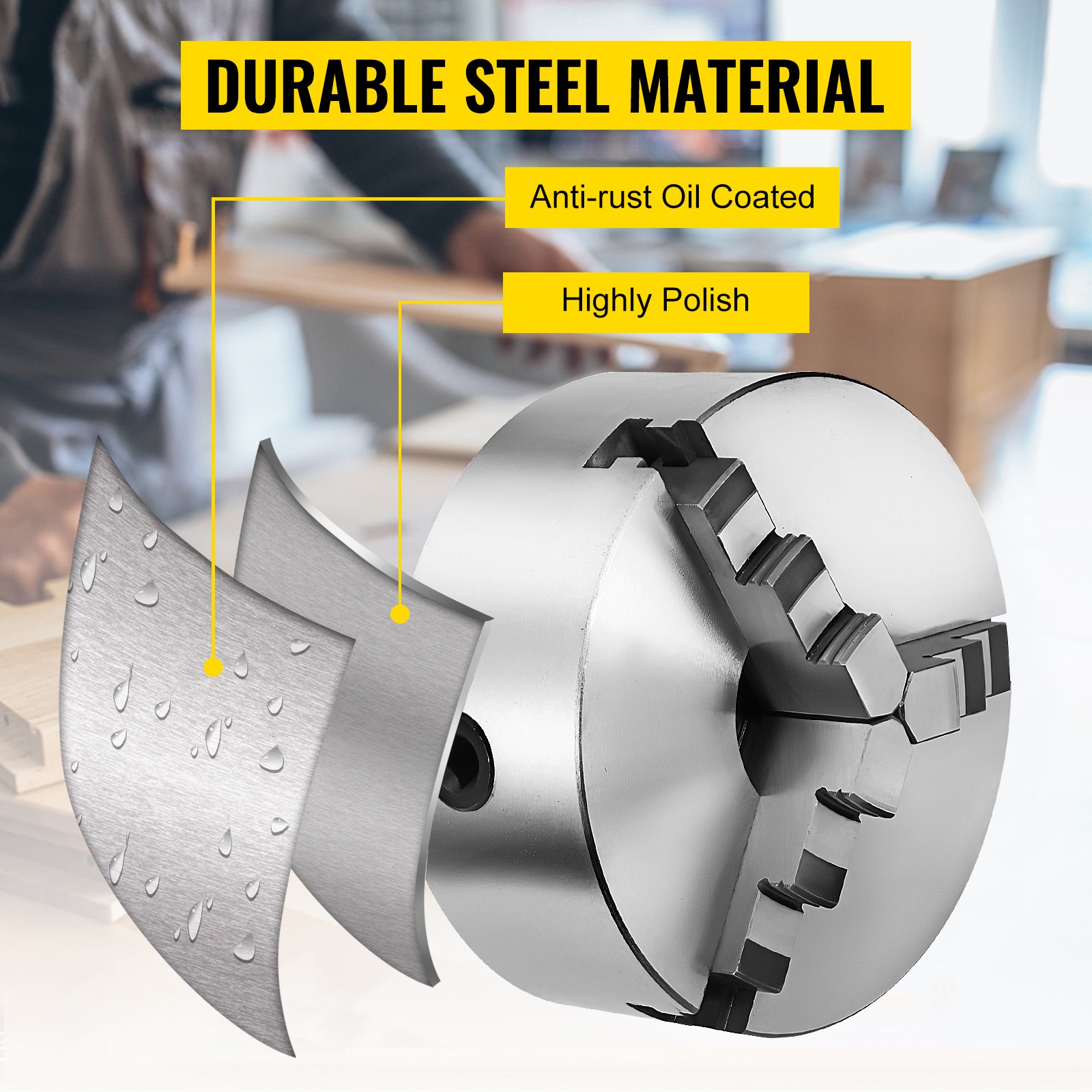 VEVOR Metalldrehfutter K11-200A, Dreibackenfutter Drehfutter 3-backen, Selbstzentrierendes Drehfutter 200 mm, wendbar Metall Drehmaschine Zubehör