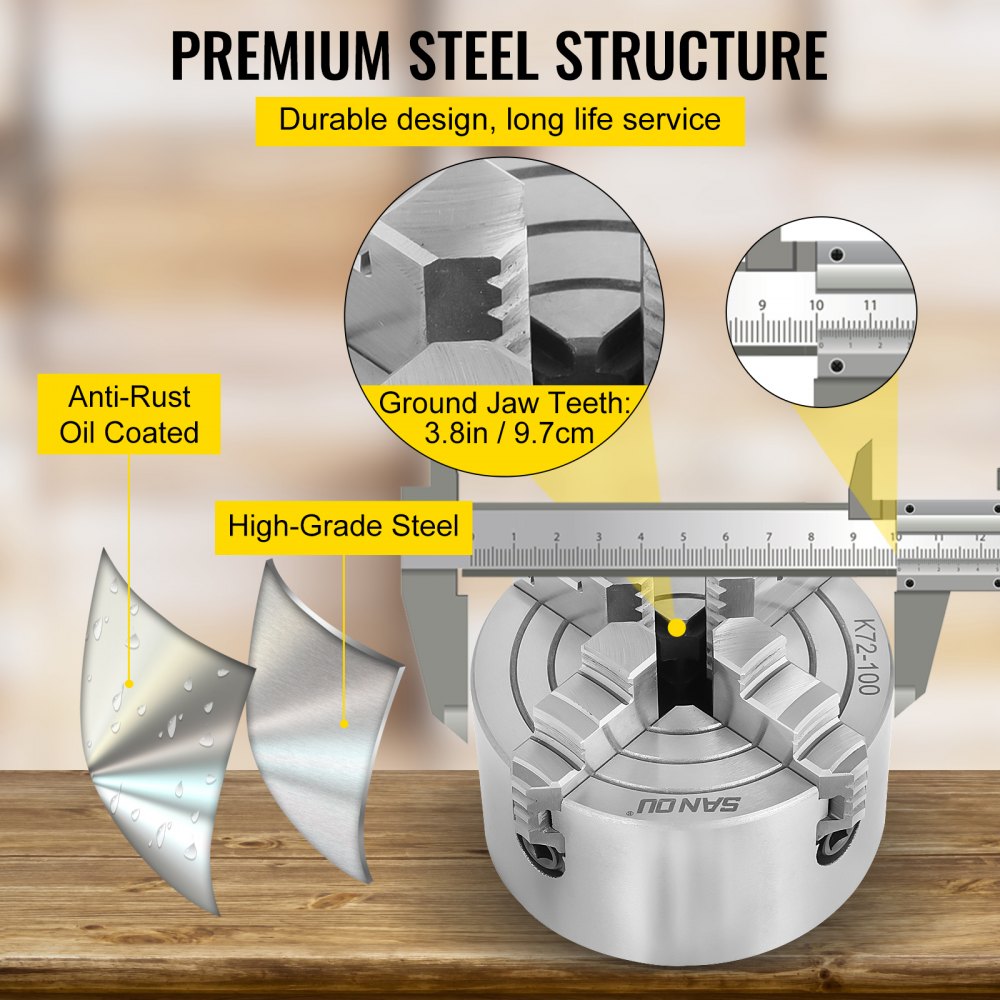 K72-100 100mm Drehbankfutter 4" 4-backen Bohrbacken Grinding Machine Semi-steel
