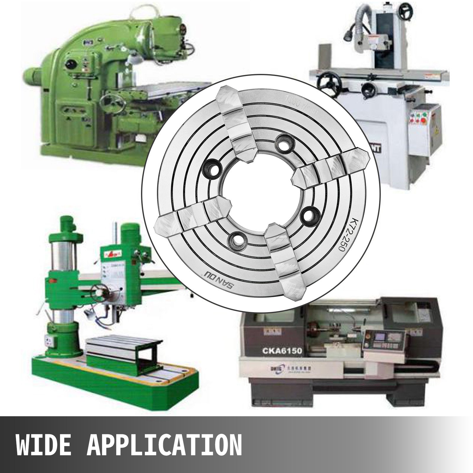 K72-250 250mm Drehbankfutter 10" 4-backen Milling Machine Design Cast Iron