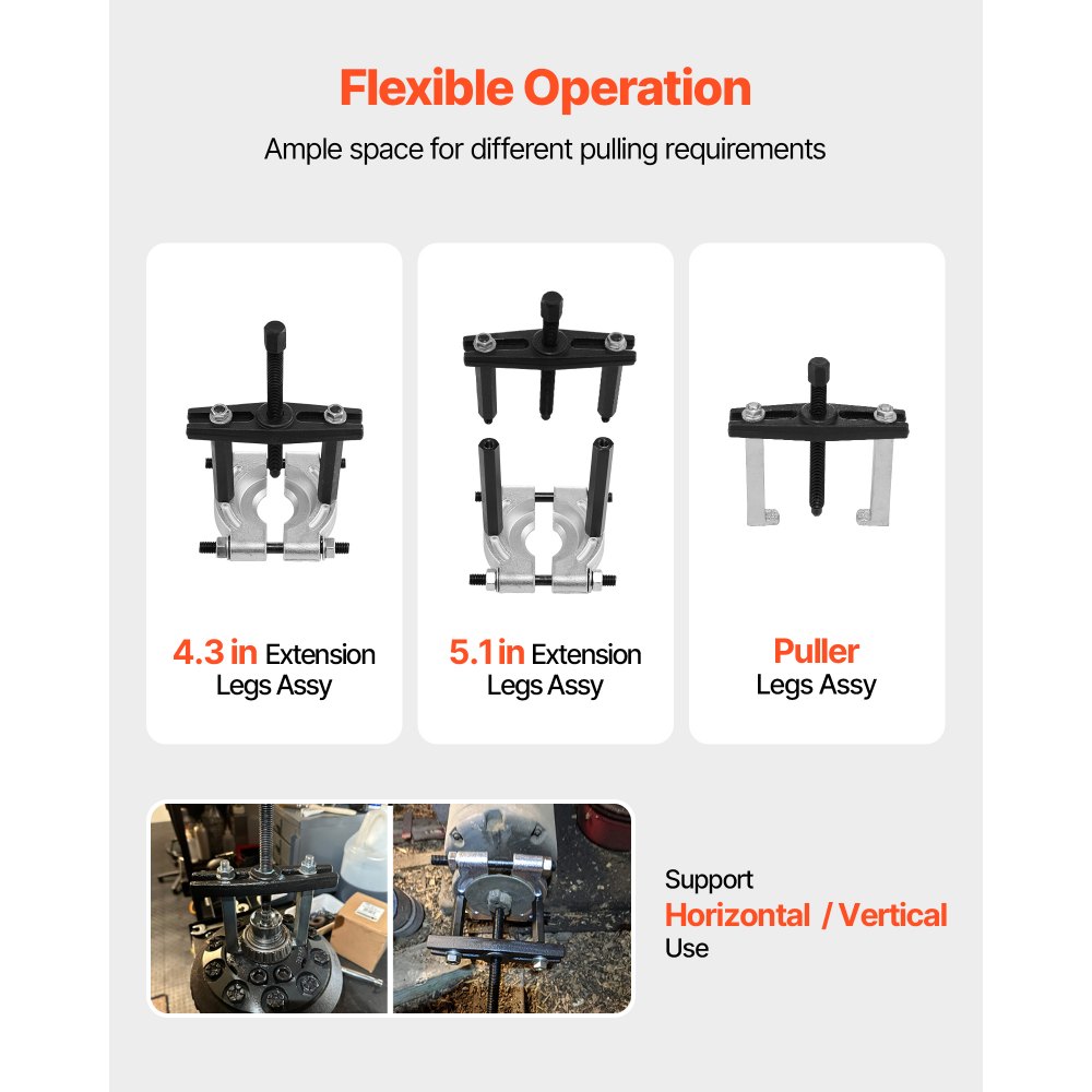 VEVOR Bearing Puller Kit, 14-Piece 5 Ton Capacity Bearing Separator, Pinion Wheel Bearing Removal Kit with 50 mm and 70 mm Jaws, Bearing Puller Set, Heavy Duty Bearing Splitter Tool Kit with Case