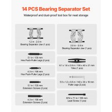 VEVOR Lagerabzieher Set 14-tlg. 5 t Lagertrenner, Ritzelradlager Ausbau Set mit 2/2,8 Zoll Backen, Hochleistungs-Lagerspalter-Werkzeugset mit Koffer Abziehersatz