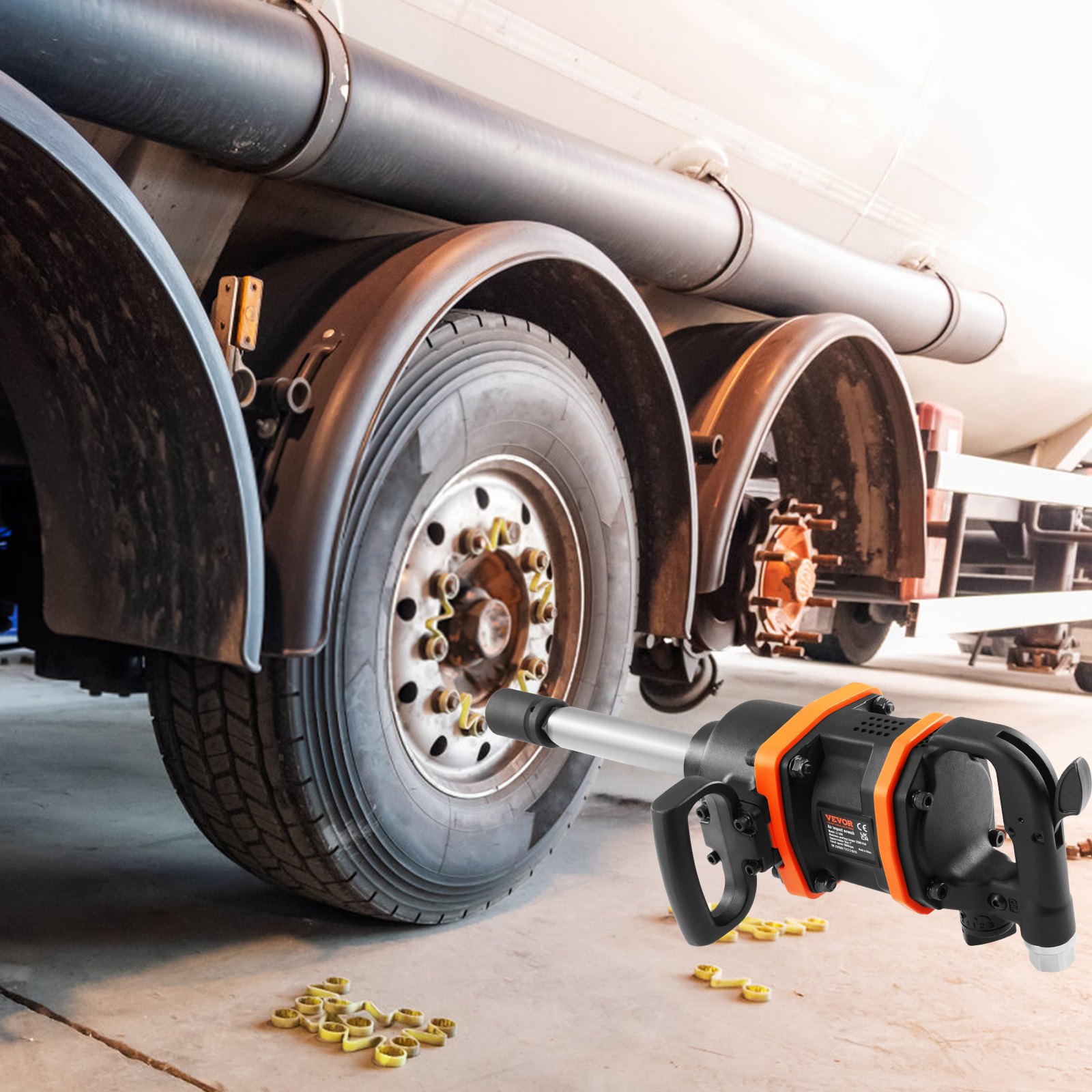 VEVOR Pneumatischer Schlagschrauber 1 Zoll Schlagpistole 3160 ft-lb Ausgang Umkehrdrehmoment 5000 U/min D-Griff für LKW-Aufgaben, Ausrüstung, Autoliebhaber, professioneller Mechaniker