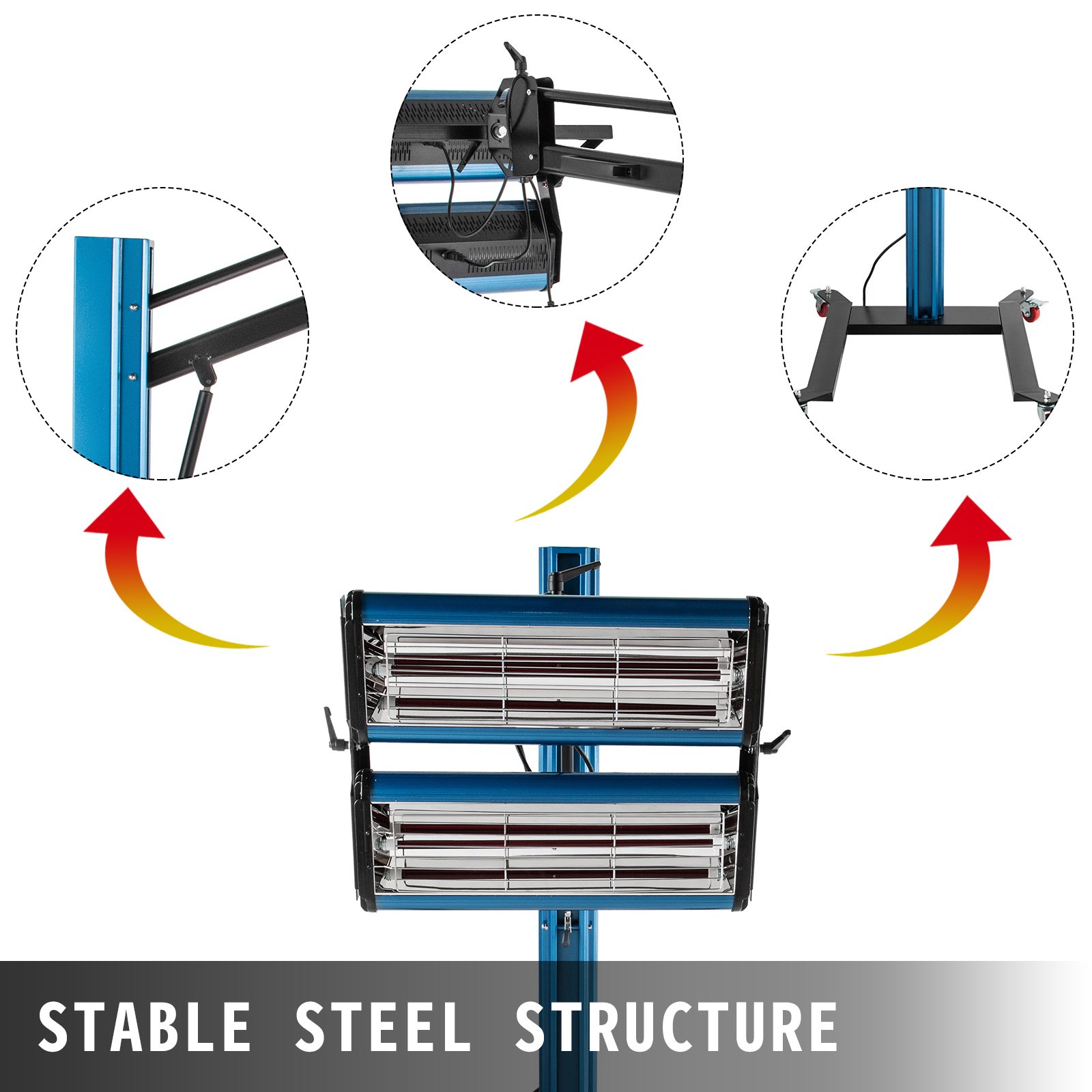 VEVOR Elektro Infrarot Heizstrahler 220V, Heizstrahler Infrarot 2000W, Terrassenstrahler Infrarotstrahler 50 Hz