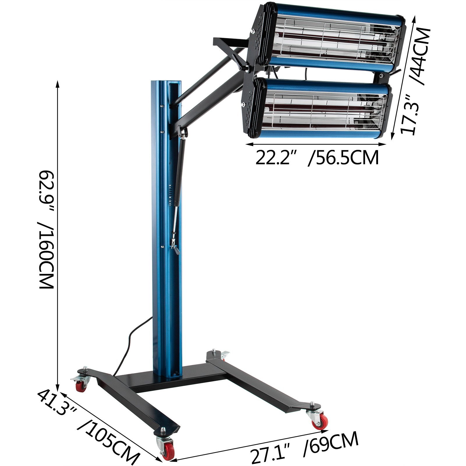 VEVOR Elektro Infrarot Heizstrahler 220V, Heizstrahler Infrarot 2000W, Terrassenstrahler Infrarotstrahler 50 Hz