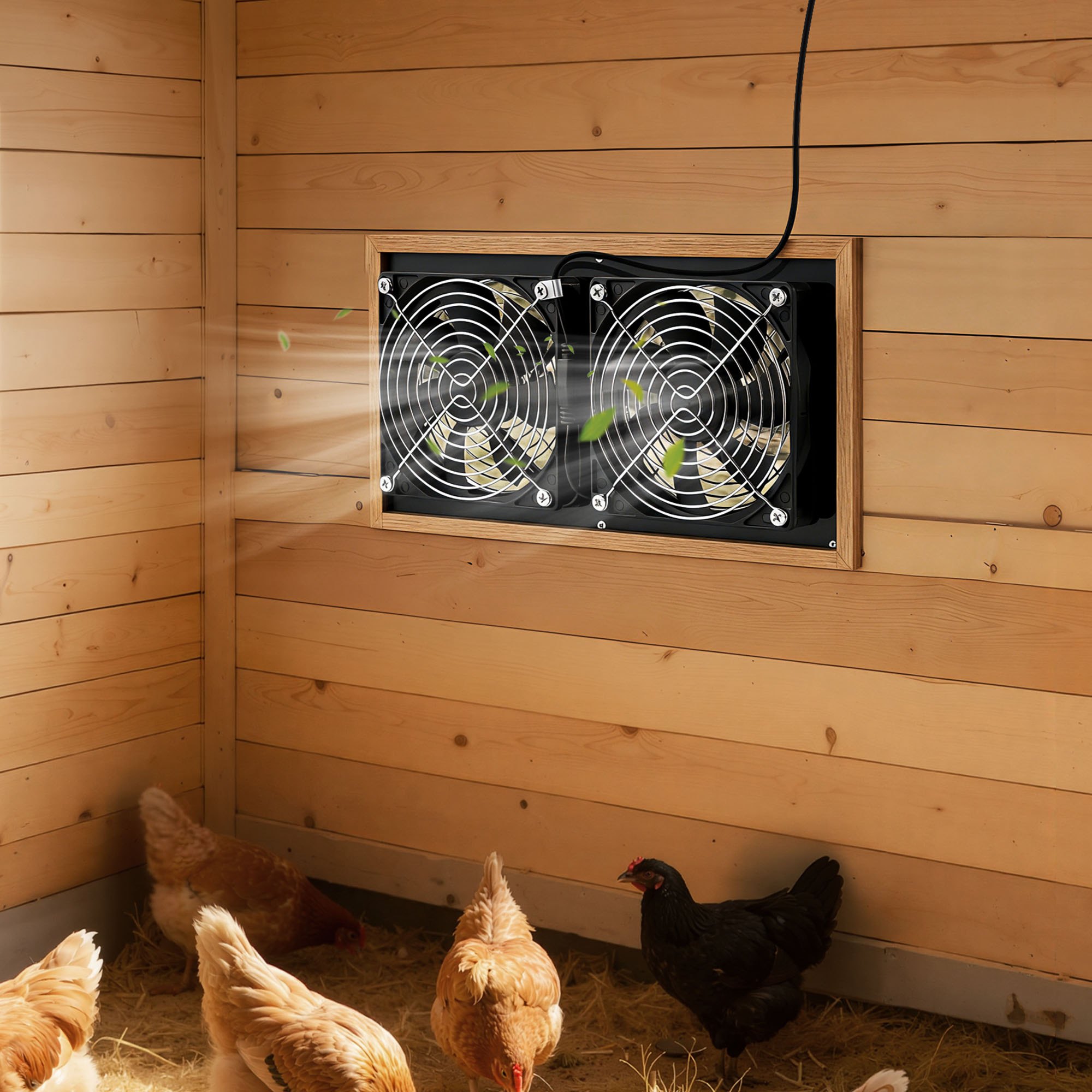 VEVOR Solar Powered Fan, 15W Solar Panel with 2 Fans, Adjustable Solar Panel Angle, 2668 RPM High-Speed, Flexible Installation, Fast Air Exchange for Greenhouse, Grow Tents, Chicken Coops, Shelters