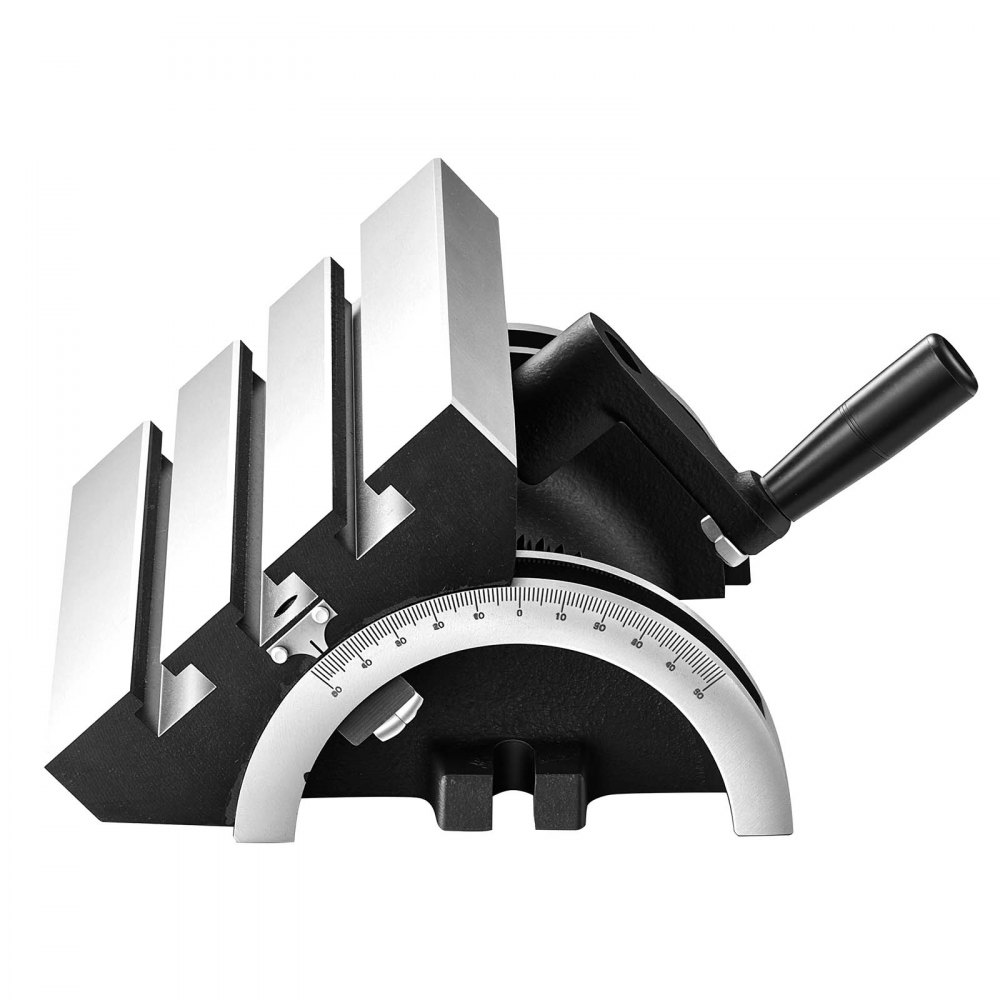 VEVOR Winkeltisch Schwenkbar 178x127 mm 0-45° Links & Rechts Verstellbar, Frästisch zur Verwendung auf Fräsmaschinen & Bohrmaschinen, Gusseisen Konstruktion, 3 T-Nuten, Skala mit 1-Grad-Schritten