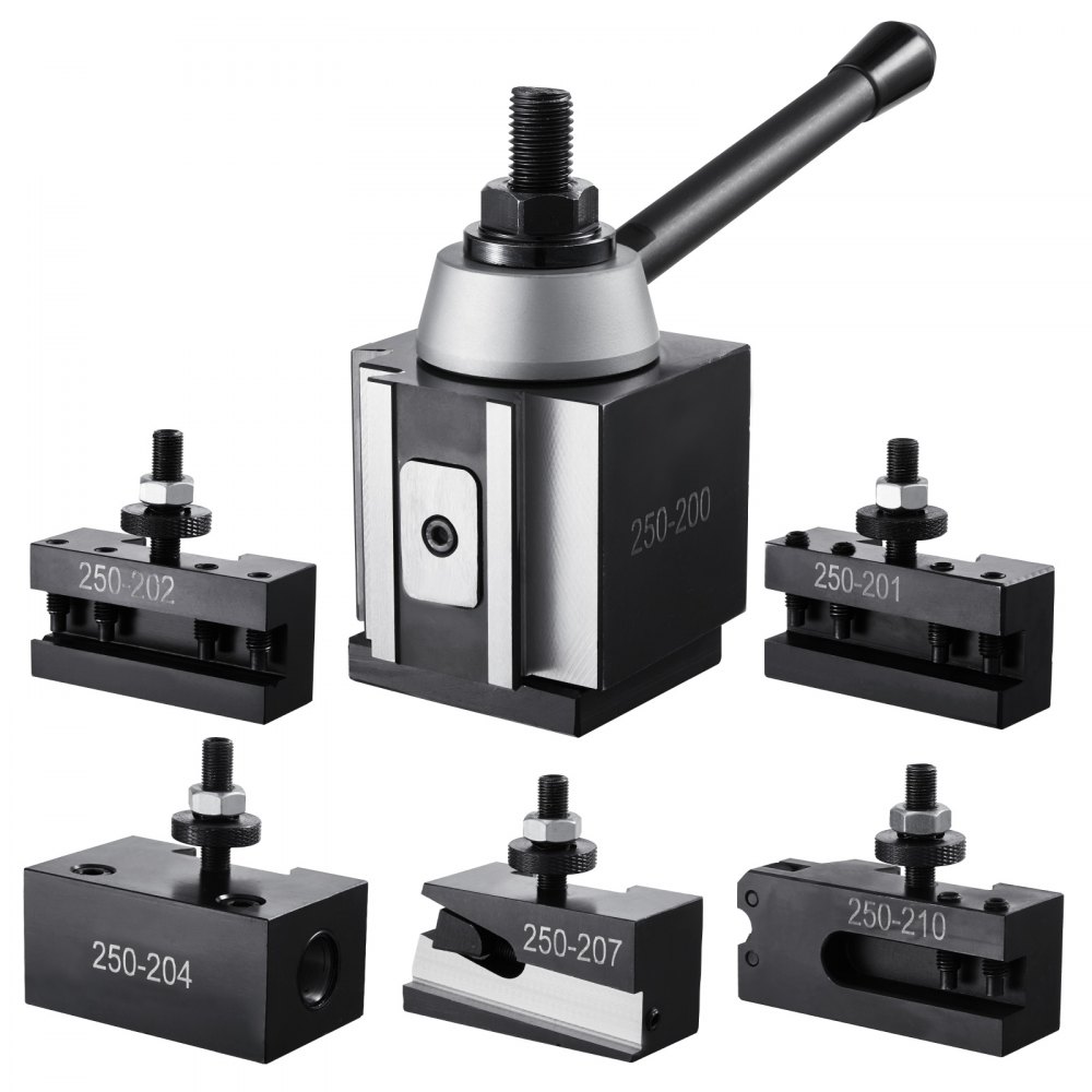 VEVOR Schnellwechsel-Werkzeughalter-Set, 6-teilig, Stahlhalter für Mini-Drehmaschinen und Metalldrehmaschinen mit 254 bis 381 mm Umlaufdurchmesser, ideale Verbesserung für Ihre Werkstatt