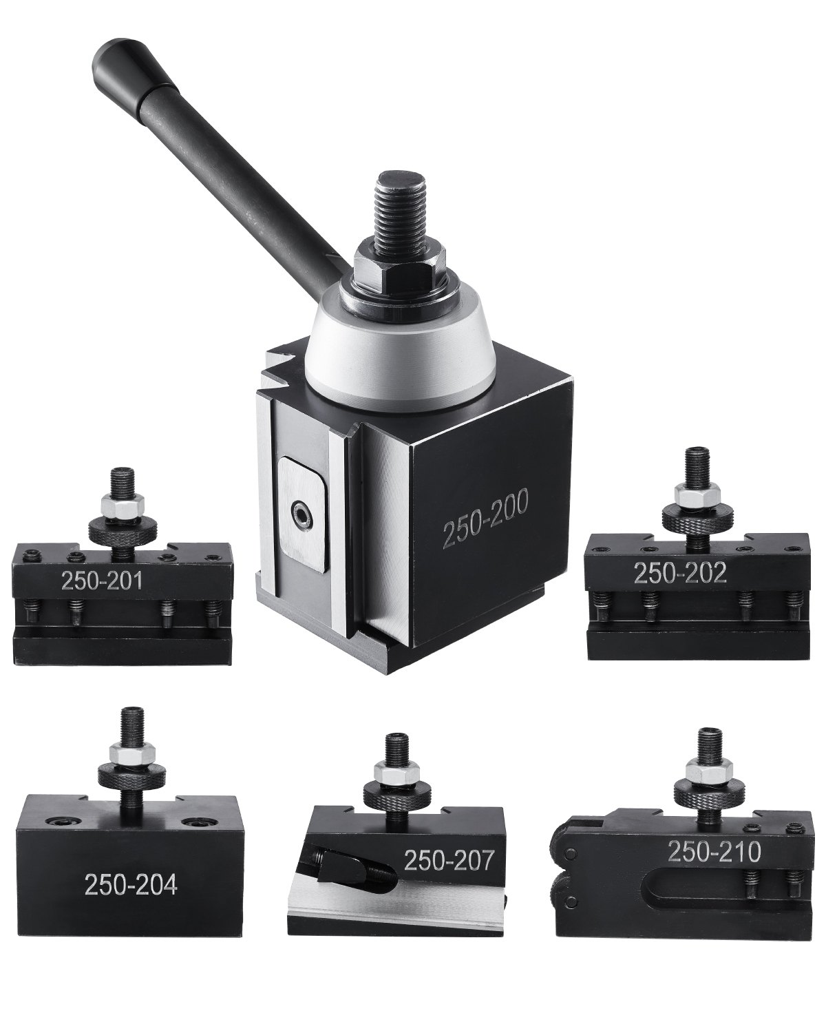 VEVOR Schnellwechsel-Werkzeughalter-Set, 6-teilig, Stahlhalter für Mini-Drehmaschinen und Metalldrehmaschinen mit 254 bis 381 mm Umlaufdurchmesser, ideale Verbesserung für Ihre Werkstatt