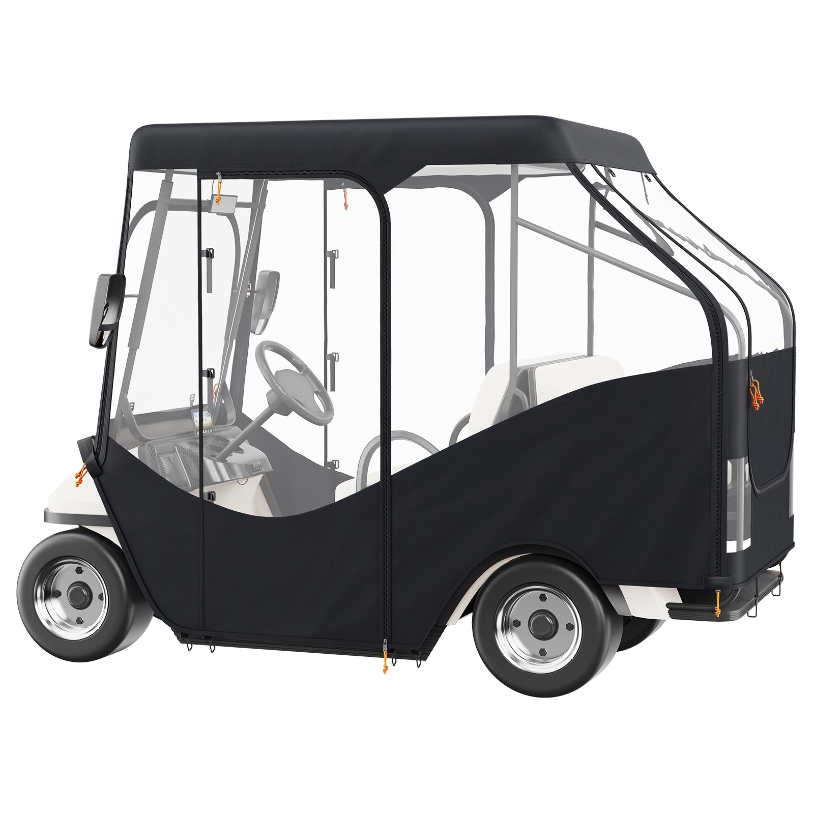 VEVOR Transparent Golfwagen Regenabdeckung 4-Personen-Golfwagenabdeckung 152 x 110 cm, 420D-Polyester Wasserdicht, Tragbar, Fahrbar, Aufbewahrungsabdeckung für Golfwagen Passend für EZGO TXT Golfwagen