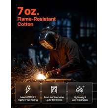 VEVOR Flammenresistente Schweißerjacke XXL FR-Baumwolle Arbeitsjacke Schwarz