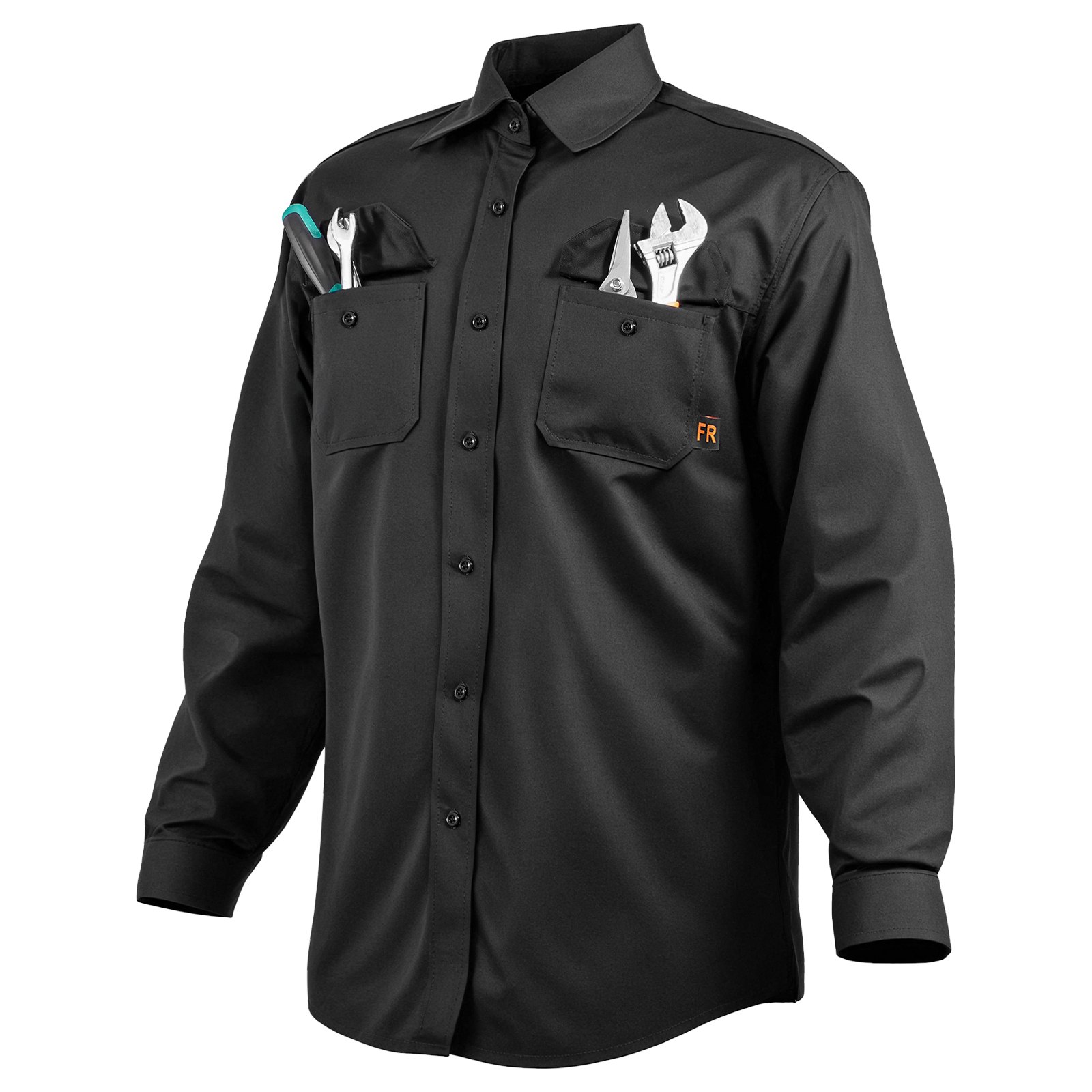 VEVOR Flame Retardant Welding Jacket, 7 oz. FR Work Jacket for Men, Machine Washable Heat Resistant Cotton Welding Shirt, Meets ATPV 9.2 cal/cm² Arc Rating – Size L