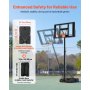 VEVOR tragbarer Basketballständer, 1,35 bis3,05 m höhenverstellbarer Basketballkorb, verstellbare Basketballanlage mit Nylonnetz & Rollen, tragbares Backboard-Set für Terrassen Poolrand