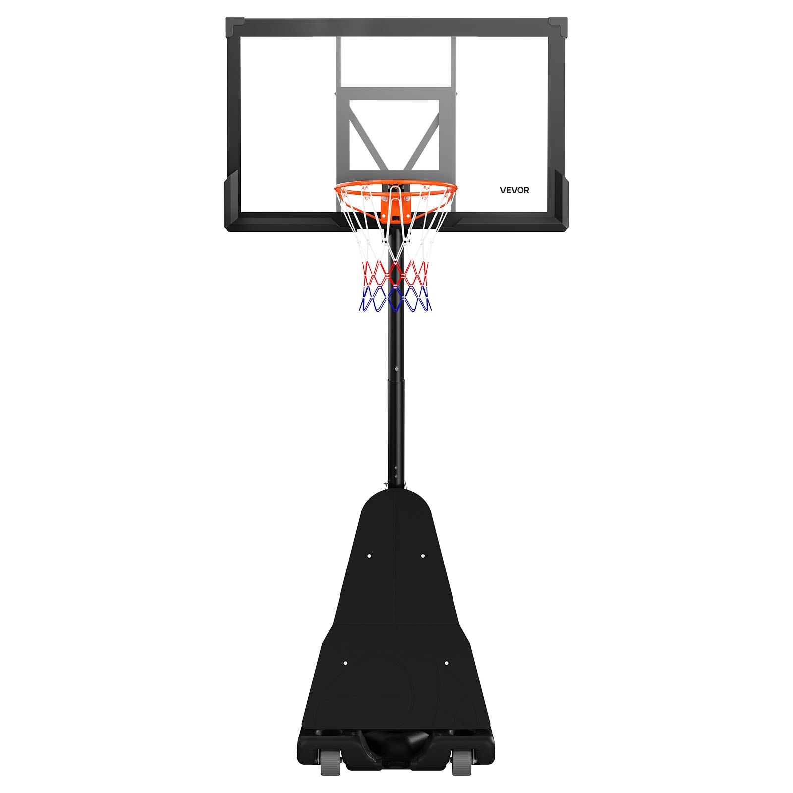 VEVOR tragbarer Basketballständer, max. 3,05 m höhenverstellbarer (manuell) Basketballkorb, Basketballanlage mit 130 cm PC-Rückwand, Basketballkorsystem Backboard-Set für Terrassen Schulen