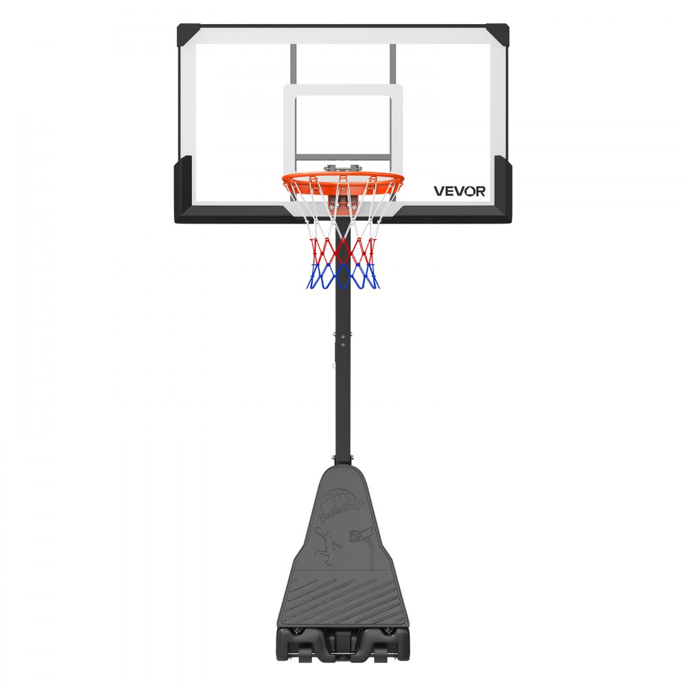 VEVOR tragbarer Basketballständer, 2,3-3,05 m höhenverstellbarer (manuell) Basketballkorb, Basketballanlage mit 139 cm PC-Rückwand, Basketballkorsystem Backboard-Set für Terrassen Schulen