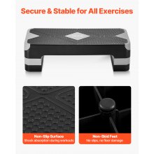 VEVOR Aerobic Steppbrett höhenverstellbares Trainingsbrett (10,16-20,32 cm) Stepper Fitness mit 250 kg Tragfähigkeit rutschfeste Oberflächenbank für Heim-Fitnessstudio Cardio-Krafttraining Grau