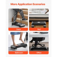 VEVOR Aerobic Steppbrett höhenverstellbares Trainingsbrett (10,16-20,32 cm) Stepper Fitness mit 250 kg Tragfähigkeit rutschfeste Oberflächenbank für Heim-Fitnessstudio Cardio-Krafttraining Grau