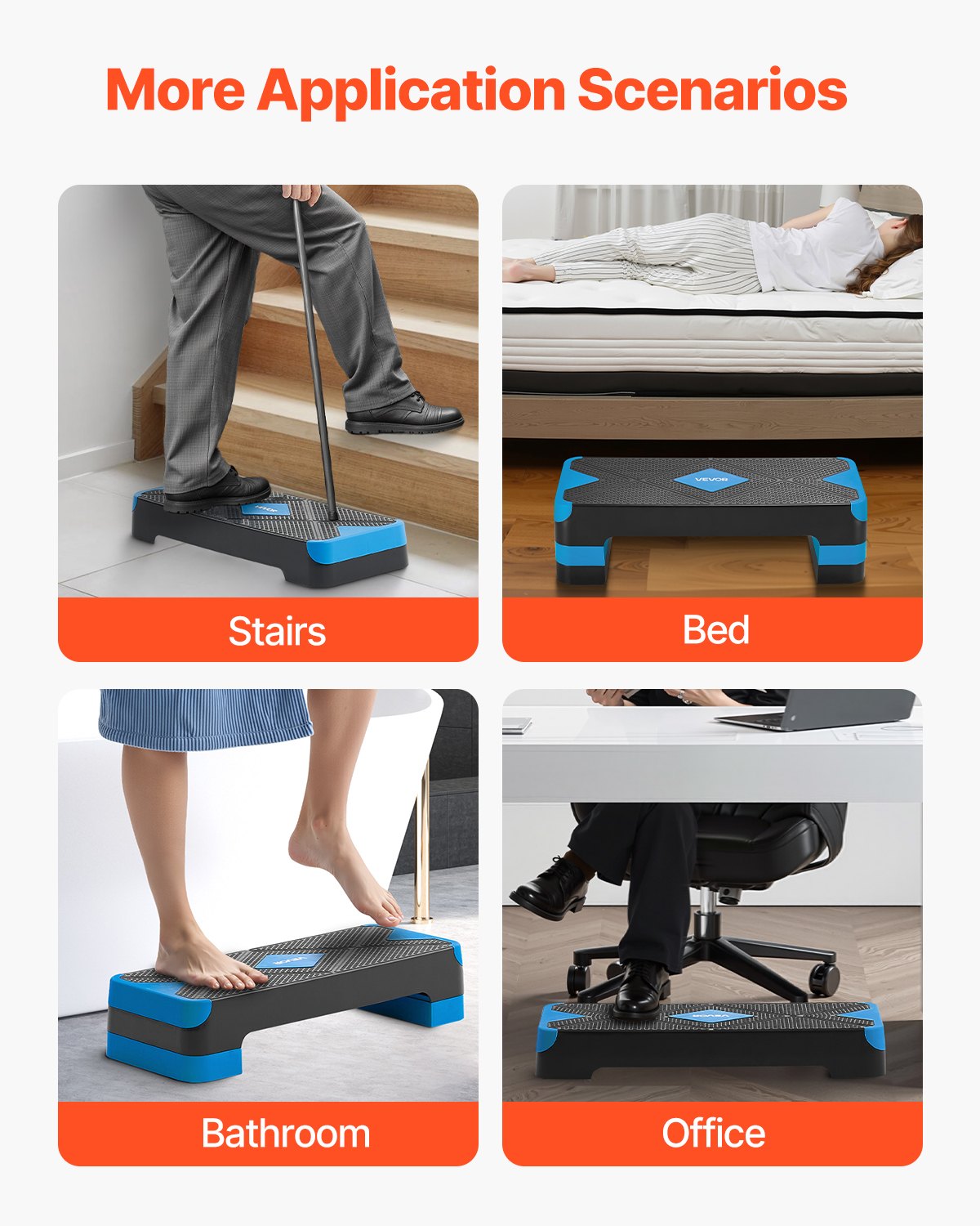 VEVOR Aerobic Steppbrett höhenverstellbares Trainingsbrett (10,16-20,32 cm) Stepper Fitness mit 250 kg Tragfähigkeit rutschfeste Oberflächenbank für Heim-Fitnessstudio Cardio-Krafttraining Blau