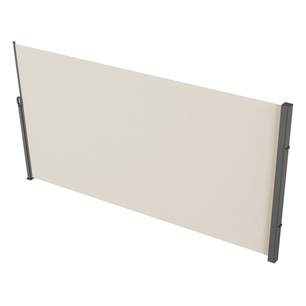 VEVOR Seitenmarkise 180 x 350 cm Seitenwandmarkise aus 180 g/m² Polyestergewebe mit PU-Beschichtung Markise einziehbarer Griff mit Federmechanismus Sichtschutz Blickschutz für Balkone Innenhöfe Beige