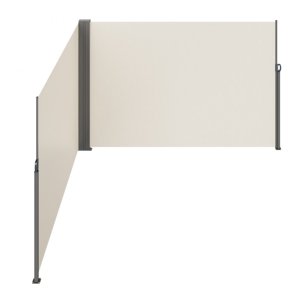 VEVOR Seitenmarkise 200 x 600 cm Seitenwandmarkise aus 180 g/m² Polyestergewebe mit PU-Beschichtung Markise einziehbarer Griff mit Federmechanismus Sichtschutz Blickschutz für Balkone Innenhöfe Beige
