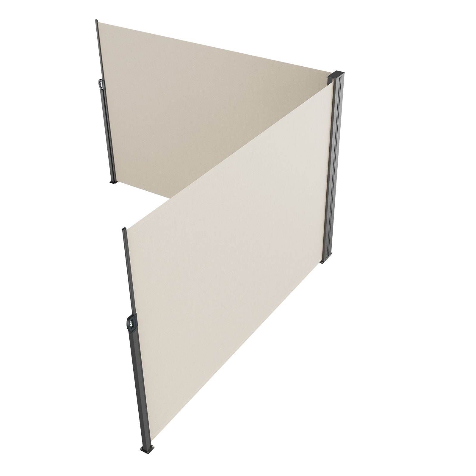 VEVOR Side Awning 200 x 600 cm Side wall awning made of 180 g/m² polyester fabric with PU coating Awning with retractable handle and spring mechanism Privacy screen for balconies and courtyards Beige