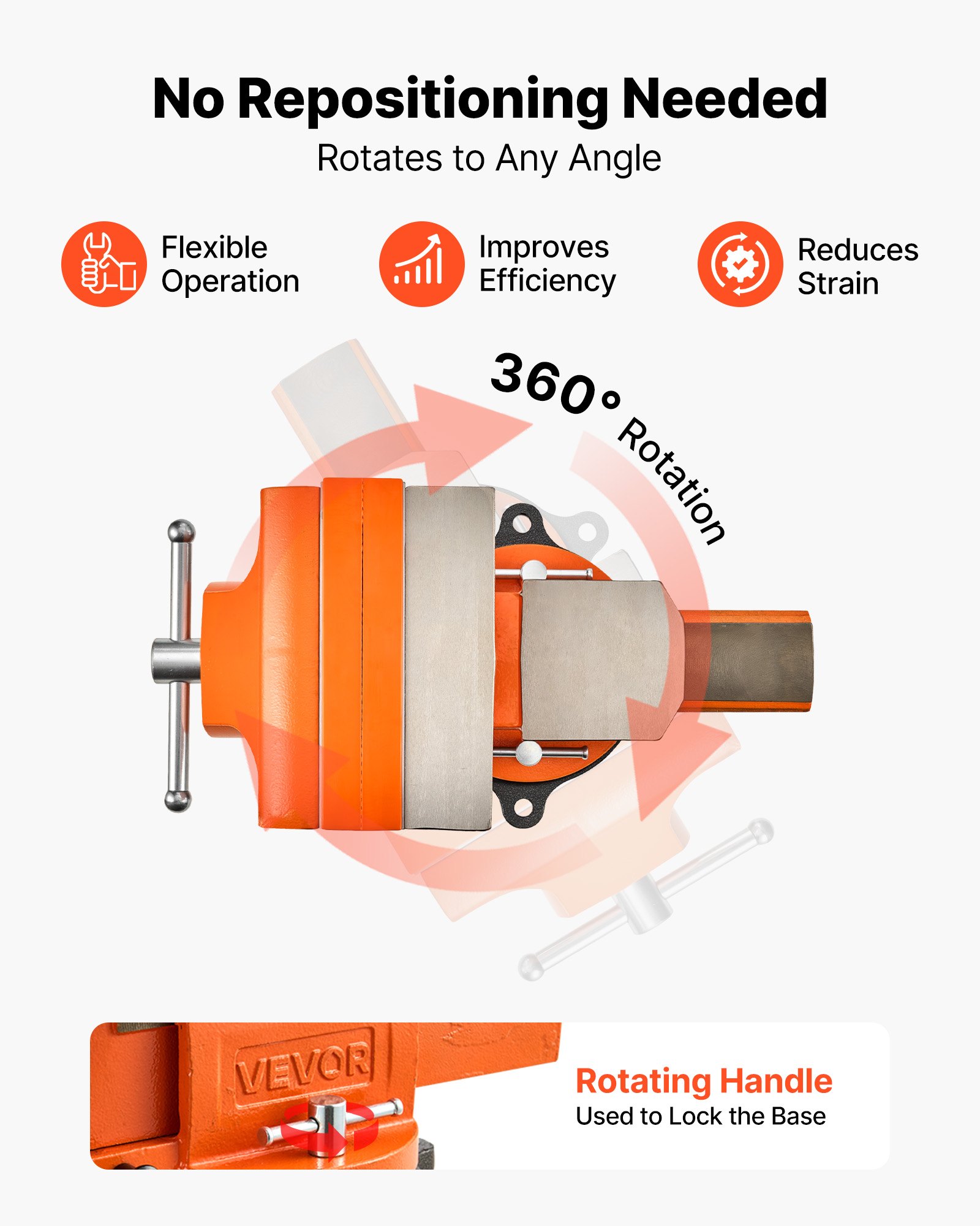 VEVOR Werkbankschraubstock 203 mm Backenbreite Schraubstock 360° Drehbar, für Sägen, Schleifen, Bohren und Rohrschneiden, 25 kN Spannkraft, mit Schnellspannhebel, Amboss, Schrauben und Muttern
